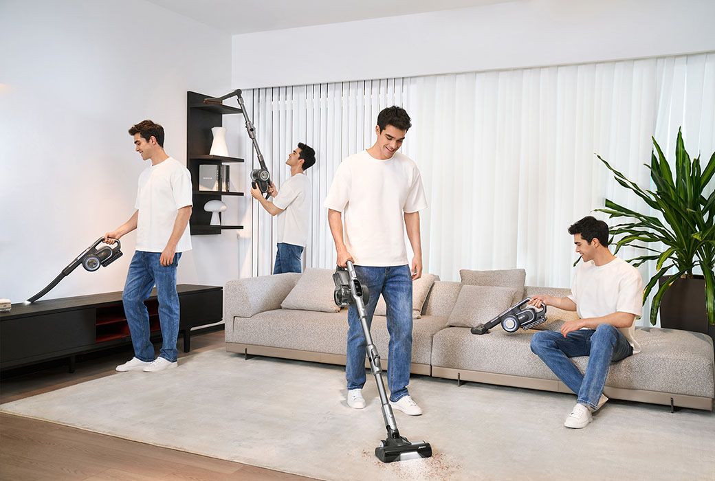 JIMMY H11 Pro cordless vacuum used to clean floors, furniture and shelving